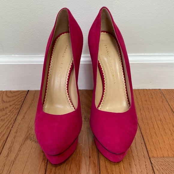 Charlotte Olympia Dolly platform heels pink suede size 40 - Picture 2 of 14